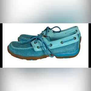 Twisted X Boots Women’s Driving Mocs D Toe Ocean Blue 8